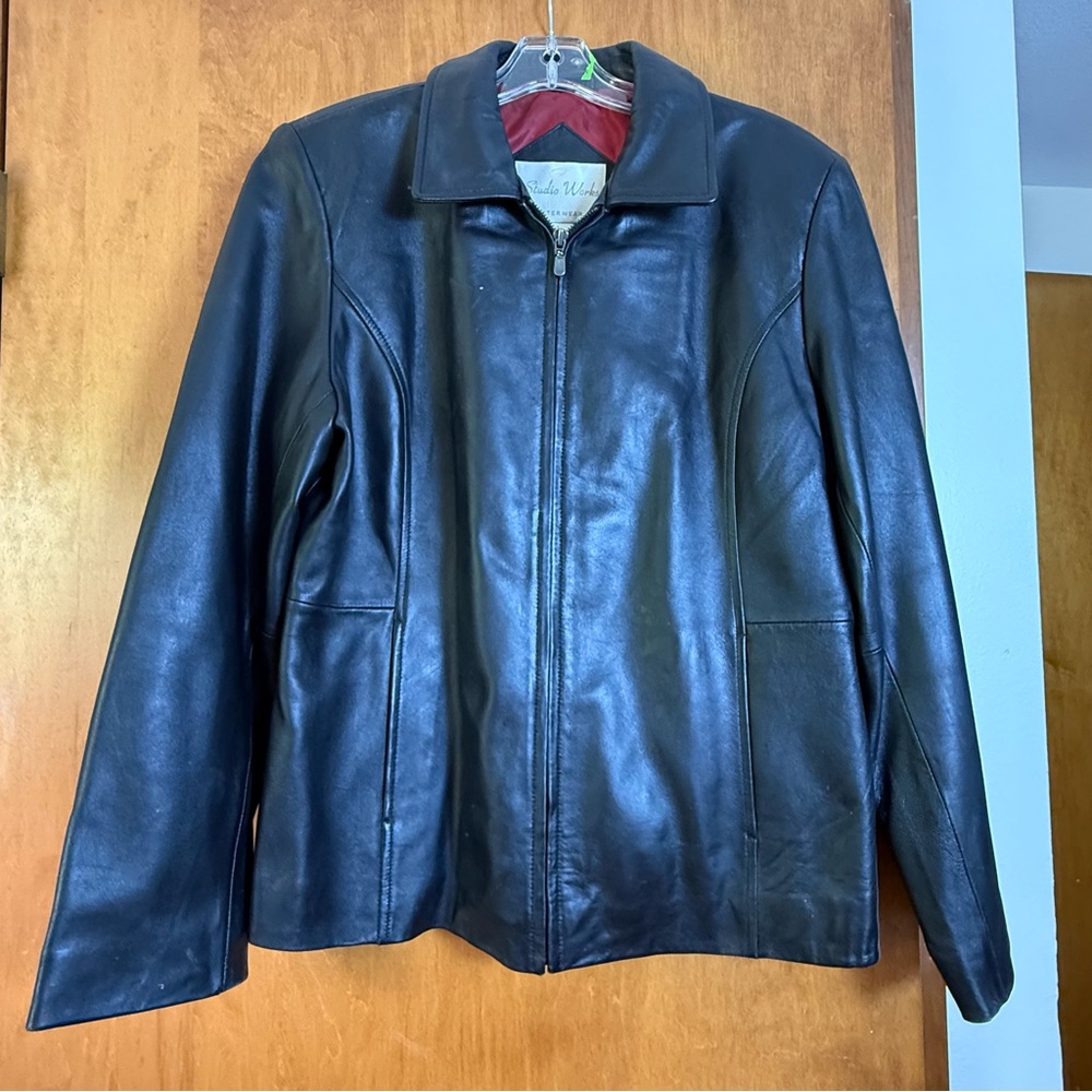 GUC Vintage Women’s L Black Leather Jacket Zip-Up